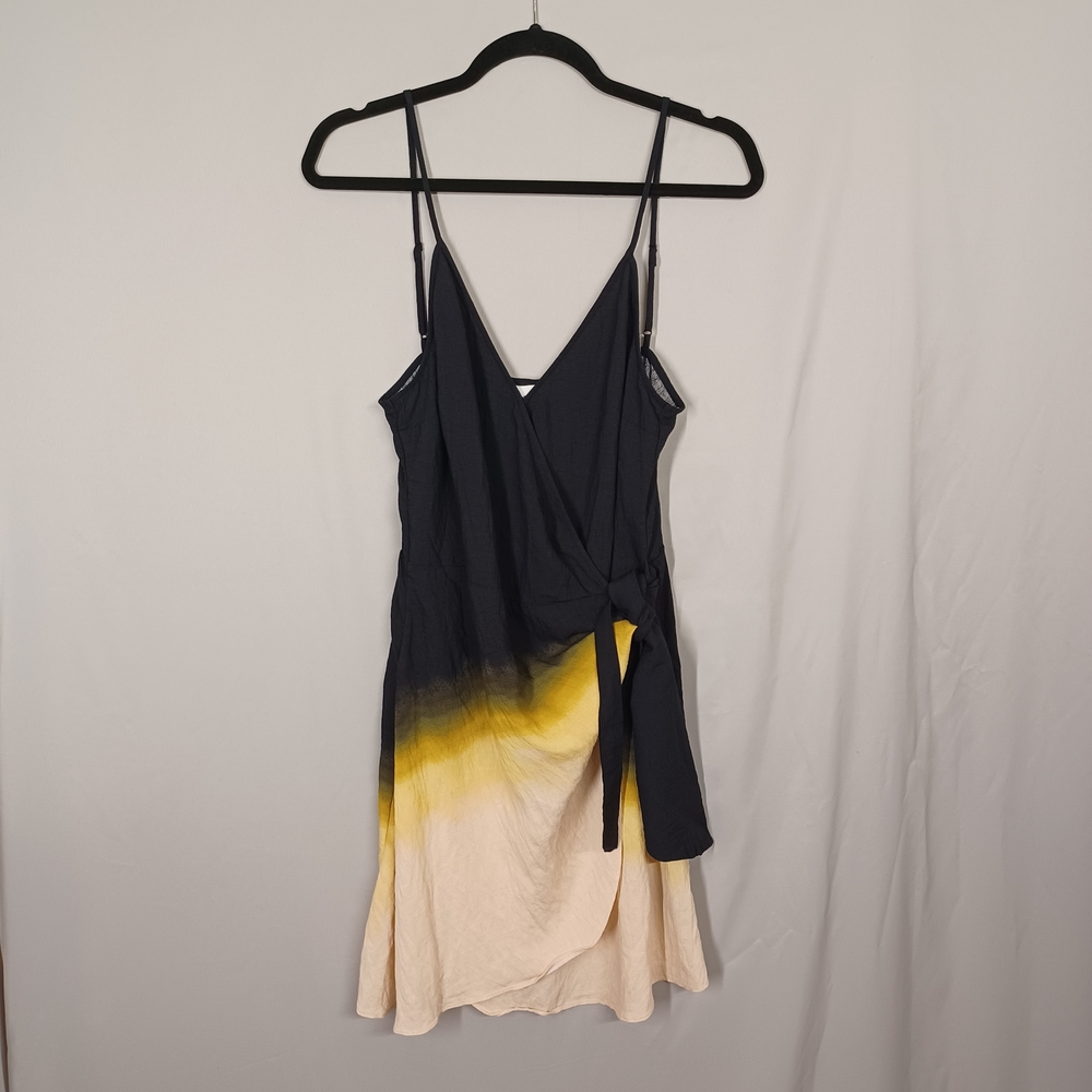 H&M Ombre Mini Dress Yellow Black Wrap Cocktail Medium - Picture 5 of 9